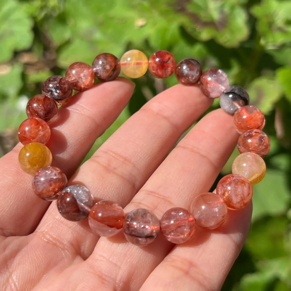 9mm stretchable fire Quartz golden healer bracelet‎